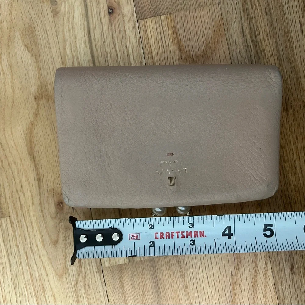 Lanvin‎ Women's Beige Leather Card Wallet Dusty Pink Gusseted